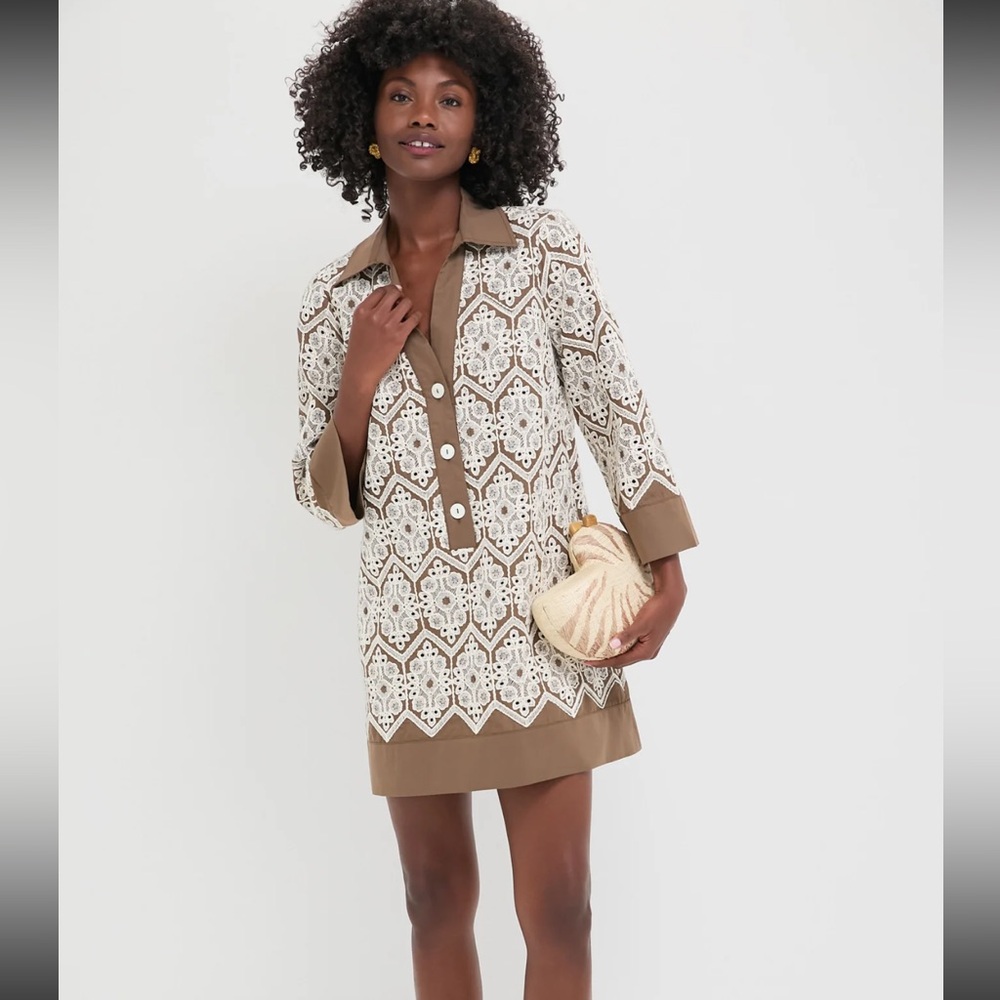 Tuckernuck Collier Lace Brown and White Dress